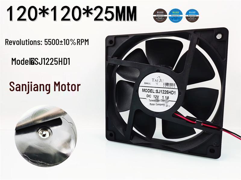 Pengda Lantu SJ1225HD1 12V Осевой вентилятор с высоким воздушным потоком и подшипником качения для корпуса и шкафа