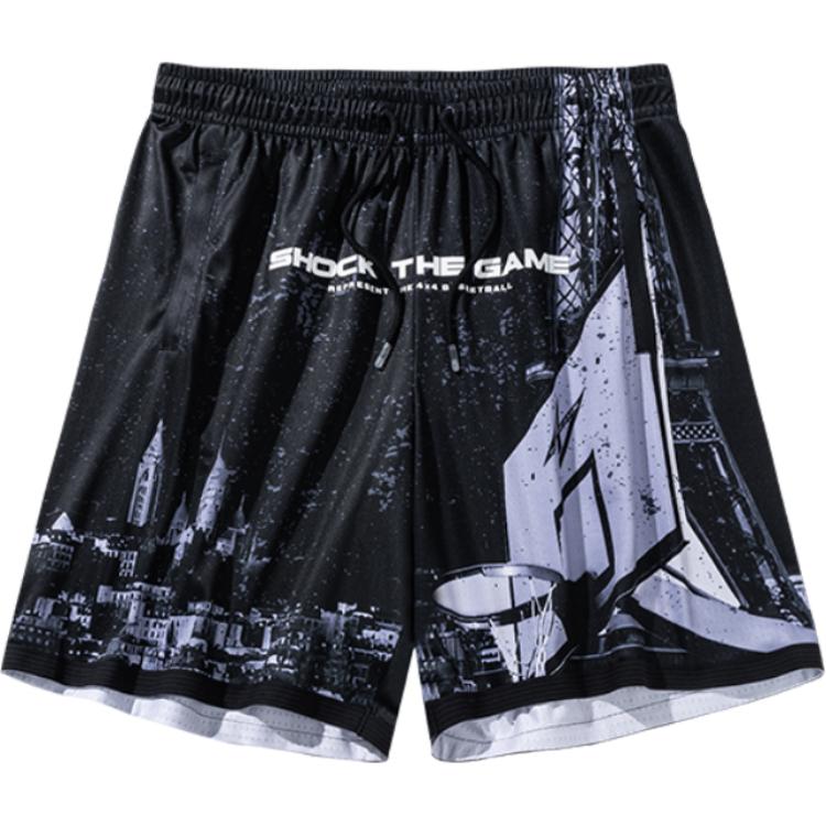 Anta Basketball Series Color Block Letter Mid Waist Lace Up Comfortable Breathable Casual Shorts Men Shorts Basic-Black 152431328-3