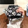 Роскошный чехол для телефона с 3D-покрытием и ромбовидной сеткой и мраморным узором для iPhone 11, 12, 13, 14, 15 Pro Max 12 Pro 13 Pro 14 Pro Max, мягкий чехол из ТПУ с защитой от падения