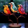 5Styles Stained Metal Art Bird Ornament 1pcs Birds Standing On Branch Ornaments for Home Desktop Office Living Room Bedside Gift