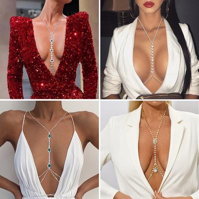Сексуальные цепочки со стразами, нагрудная цепочка, поясная цепочка, ювелирное изделие для груди и живота, ожерелье для женщин, аксессуары для праздничной одежды