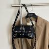 Trendy Punk Style Armpit Bag Large Capacity Underarm Bag Vintage Style Handbag Rivet Design Shoulder Bag For Women