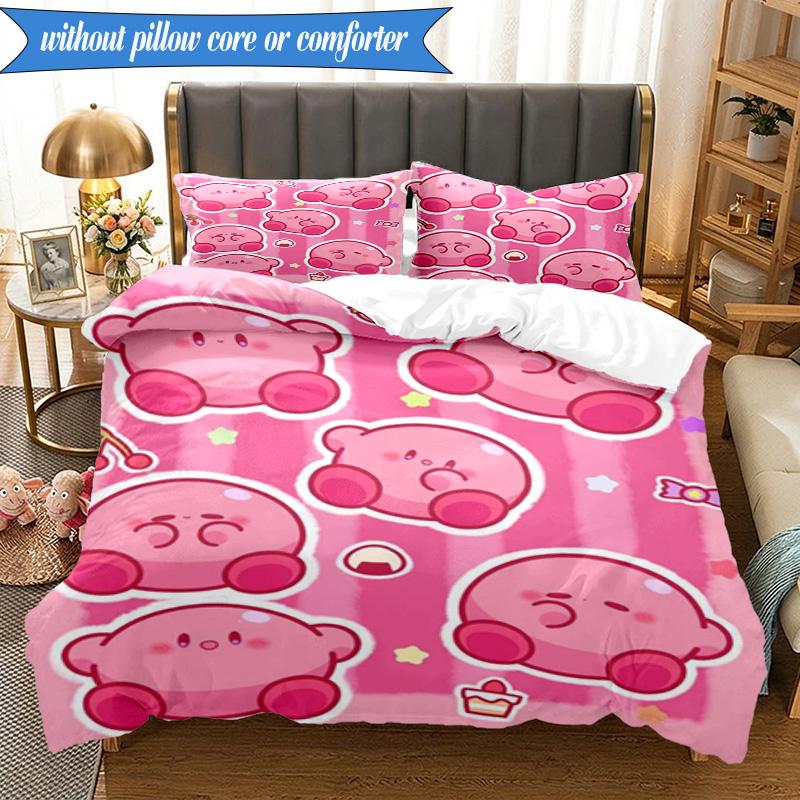 Pink pika Pattern 3pcs K-pop music group Bedding set,Ideal for Bedroom, Dormitory,Including Duvet Cover And 2pcs Pillowcases,Fan gifts