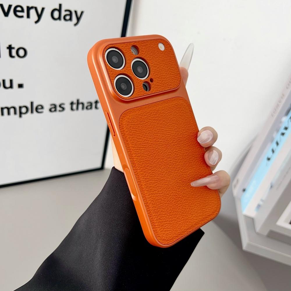 Оригинальный матовый чехол для телефона из ПУ-кожи для iPhone 17 Air 16 15 14 13 Pro Max, нескользящий, ударопрочный, мягкий, оранжевый бампер