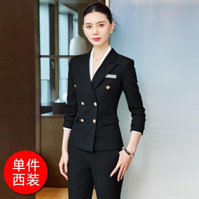 Womens Professional Double-Breasted Suit Set Office Receptionist Sales Staff Hotel Front Desk Beauty Salon