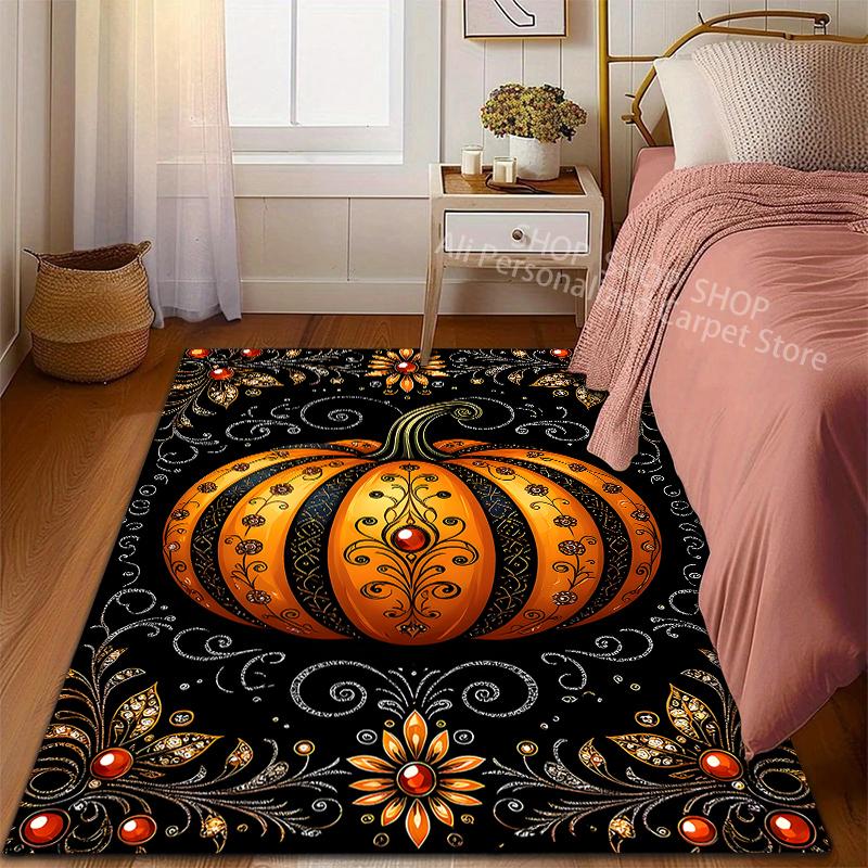 Exquisite Pumpkin Texture Pattern Carpet for Living Room Bedroom Sofa Home Decor Non-slip Floor Mat Large Size Halloween Gift