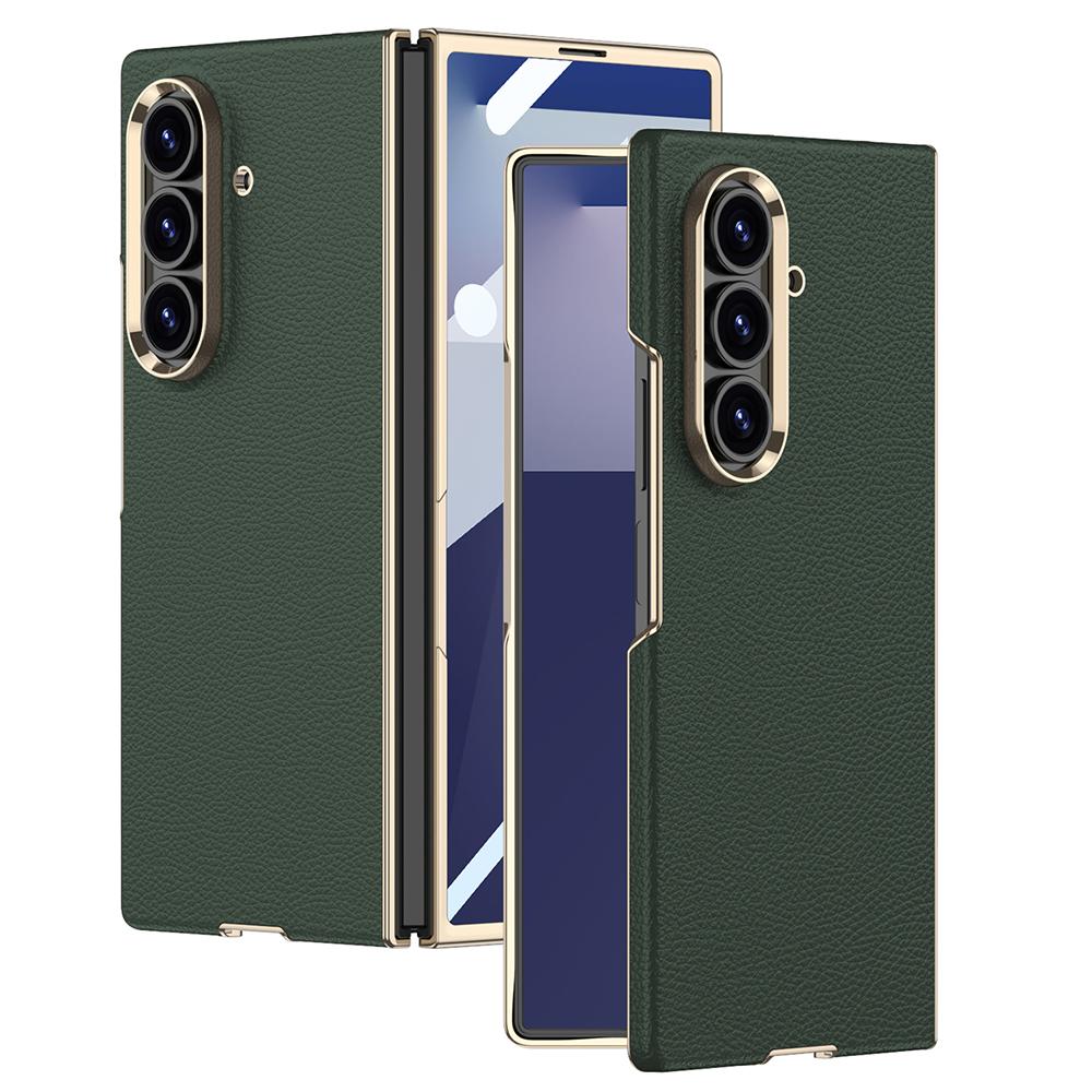 GKK For Samsung Galaxy Z Fold7 5G Case Electroplated PC+PU Phone Cover with Tempered Glass Front Film