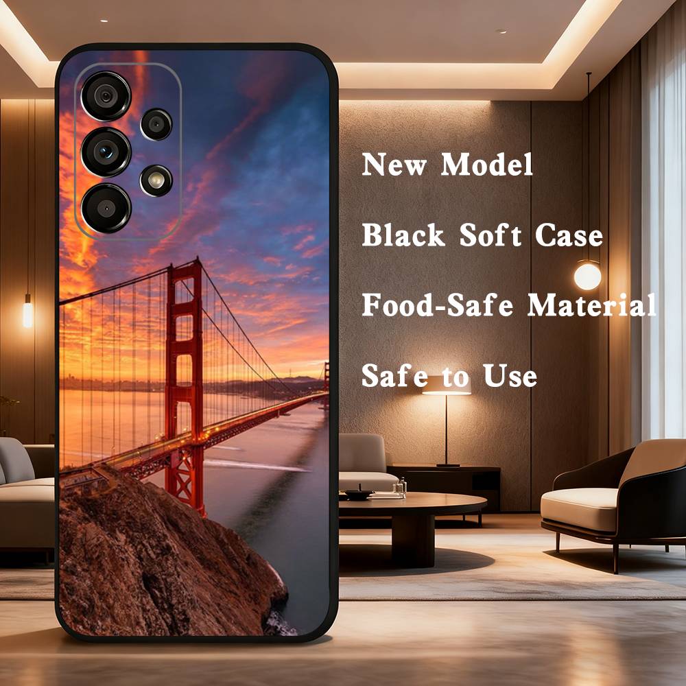 USA Golden Gate Bridge For Samsung Galaxy A53,31,52,72,41,22,73,32,71,Note,J7,8,9,5G Soft Black Silicone Phone Case