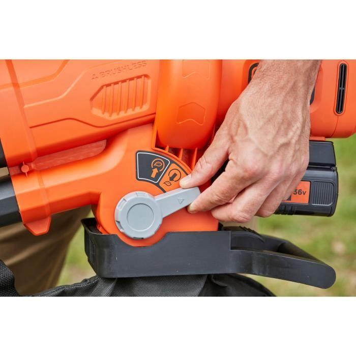 Aspirateur souffleur broyeur sans fil BLACK+DECKER - BCBLV3625L1-QW - 36V - Avec batterie 36 V - Sac 45L