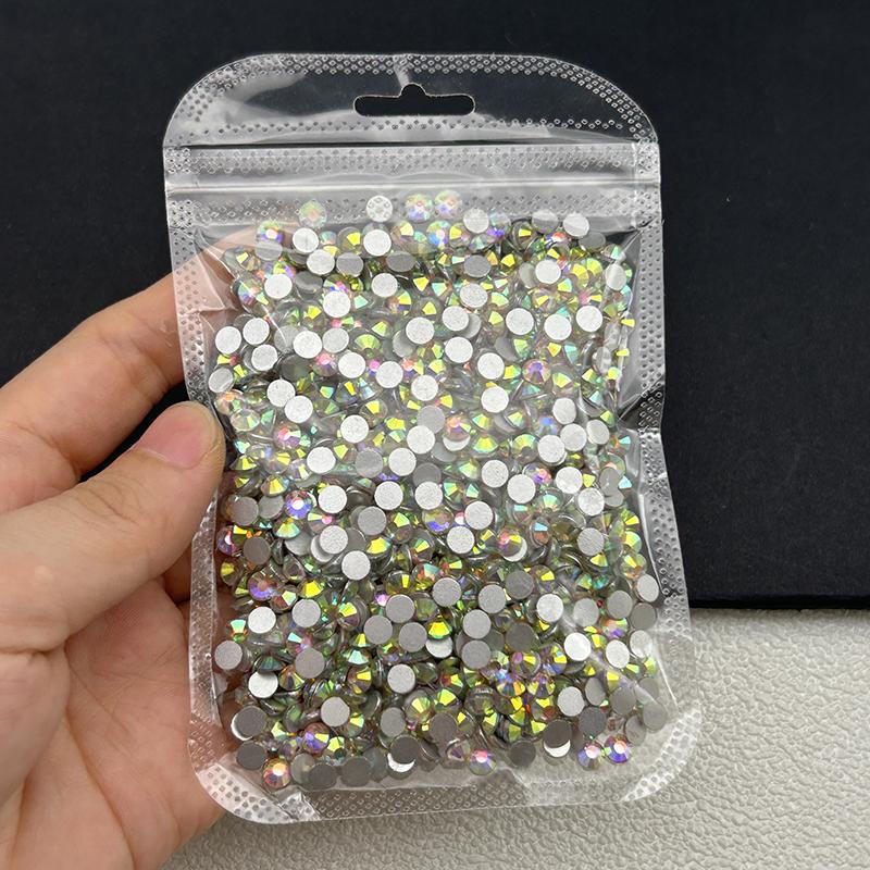 1440Pcs/bag AB/Clear Round Mini Nail Diamond SS3-SS20(1.3-4mm) FlatBack Non-Hotfix Nail Crystal Crystal Clear AB Manicure Glass