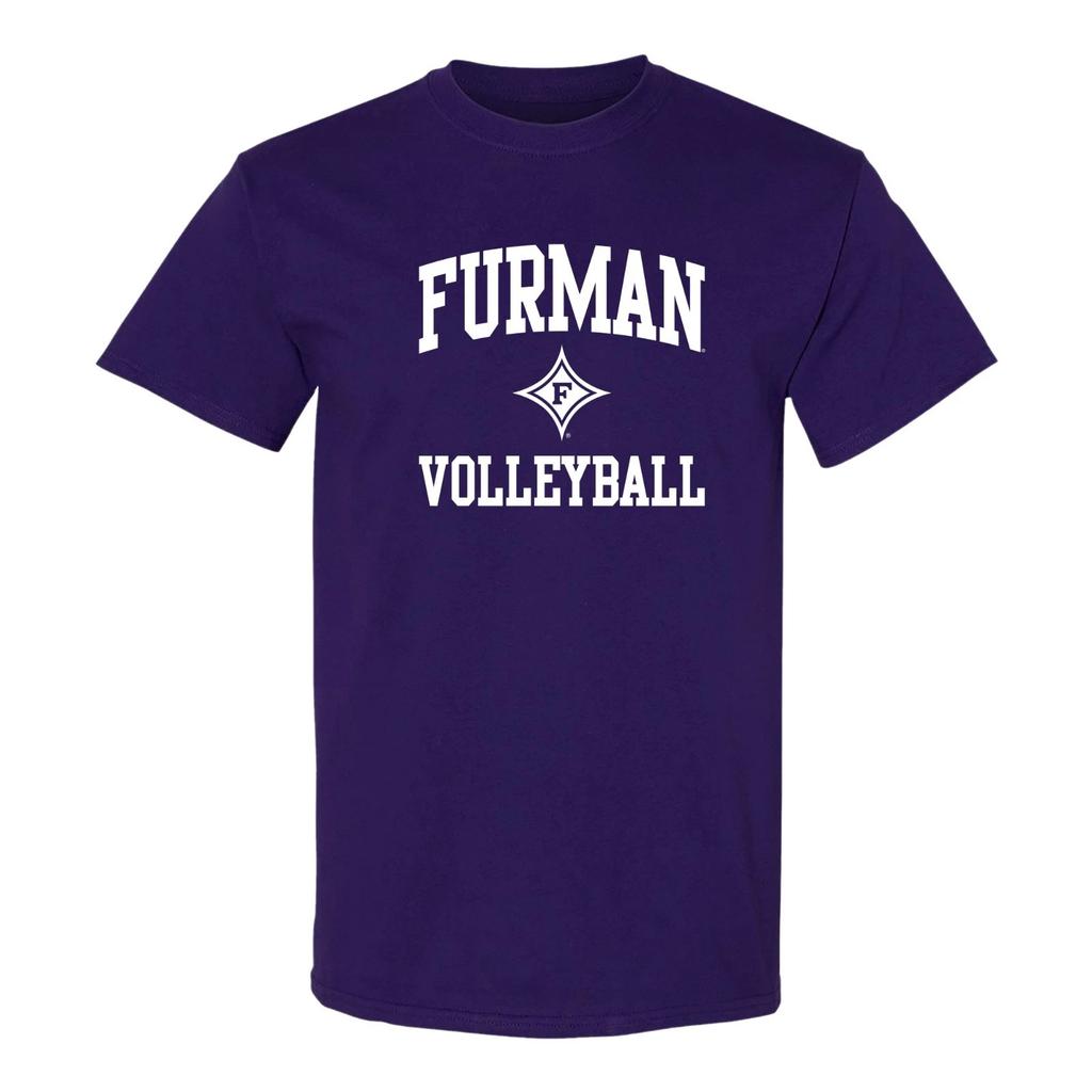 Furman Arch Logo Volleyball T-Shirt - Purple