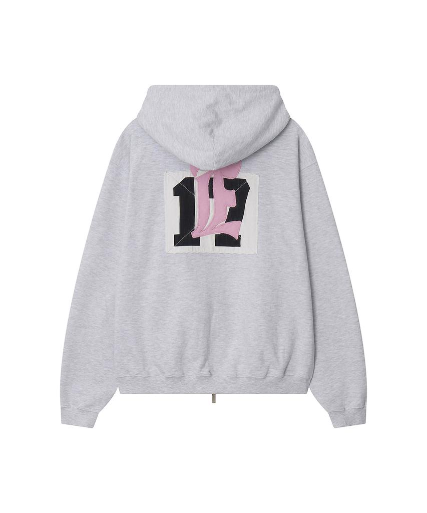 Eeut Eeut Patch Sweat Zip-Up / Melange White