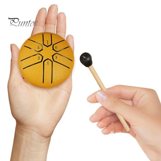 Стальной язычковый барабанчик Rain Chime 3 дюйма 6 нот мини-барабан Handpan Sound Healing Instrument Chakra Tank Drum для йоги, медитации