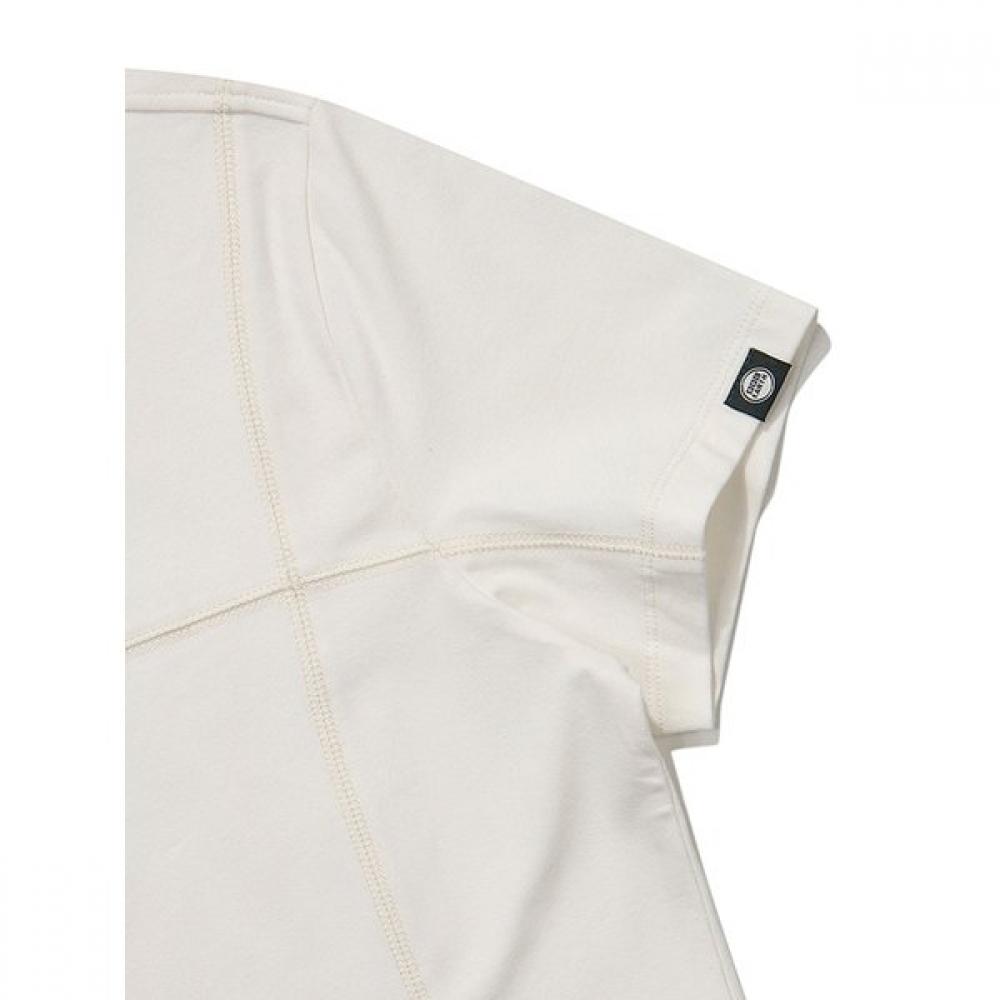 Women Line Color Block ShorT Sleeve T shirT Ivory
