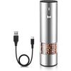 Electric Salt and Pepper Grinder Set - USB Rechargeable - No Battery Needed Modern Style - Automatic Black Peppercorn & Sea Salt Spice Mill Set
