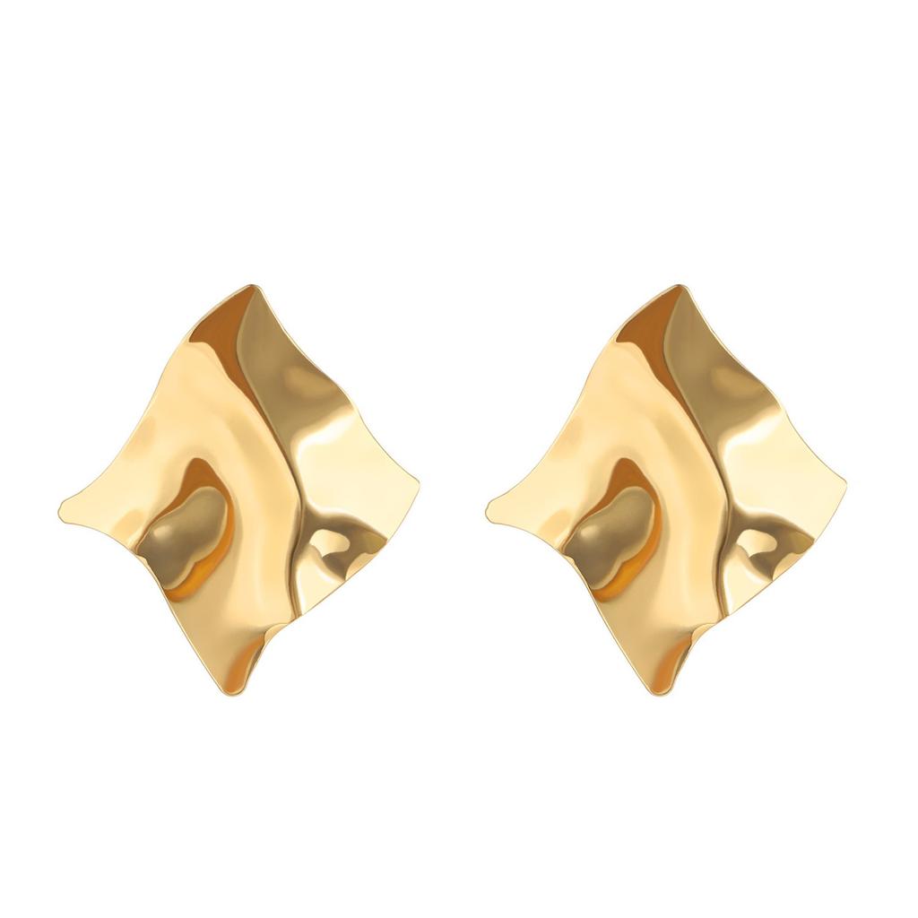 Simples Personality Pleated Tides Earrings Geometric Irregular Exaggerated Mirror Temperament Large Earrings Female