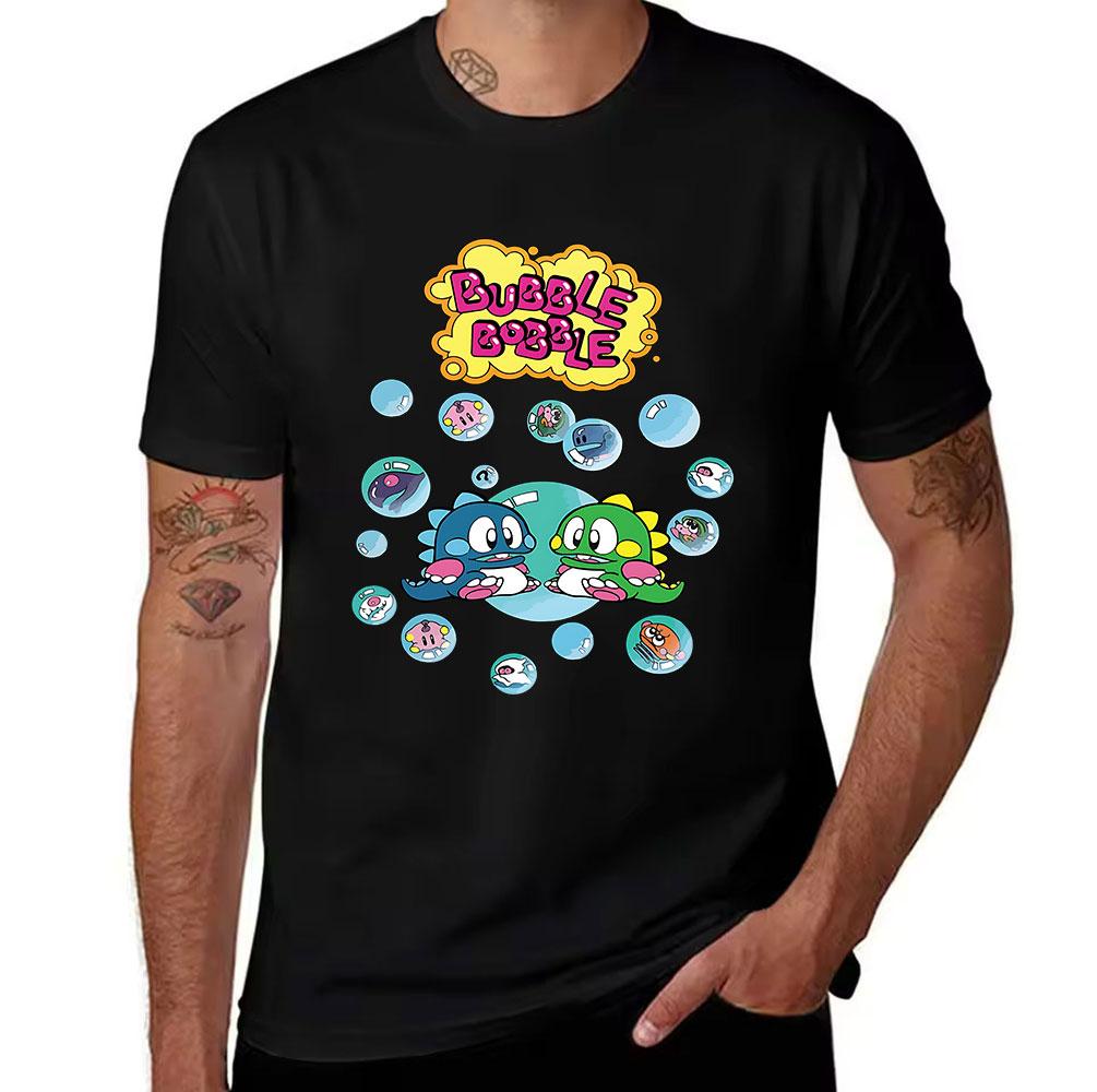 Unisexs Cotton Bubble Bobble Graphic TShirt Retro Arcade Game Print Casual Tee