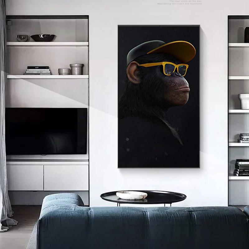 Canvas Art Printed Painting Cute Monkey Canvas Painting Posters and Prints Decorative Pictures Wall Art Picture for Living Room