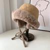 Winter Thicken Warm Plush Bucket Hat for Women Solid Color Faux Fur Earmuffs Female Fisherman Cap Outdoor  Windproof Basin Caps