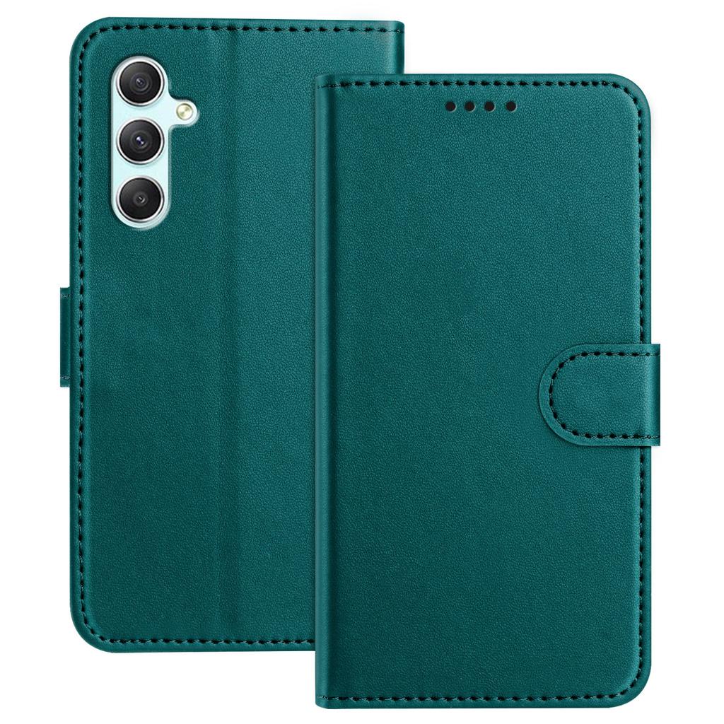 For Samsung Galaxy A34 5G Leather Case Wallet Stand Solid Color Anti Drop Phone Cover