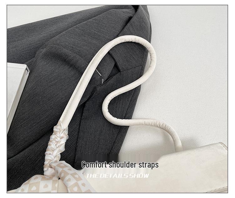 Women's Textured Underarm Baguette Bag with Silk Scarf - Early Spring 2025 Fashion