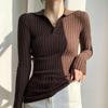 Autumn/winter Knitted T-shirt Women's Pullover Knit Sweater V-neck Polo Shirt Top Knitted Undershirt Women's Stretch Skinny Sweater Undershirt