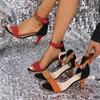 Мода 2024 новый летний Женский сексуальный Мода Высокие каблуки Сандалии Круглый носок Открытый носок Замшевые сандалии Женские Нескользящая Износостойкая обувь