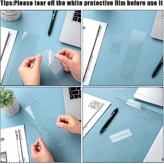 Yookeer 12 Pack Acrylic Name Plate Personalized Desk Name Plaque Sign Clear Panel Rectangle Acrylic Sheet Blank for Office Desk Decor(8.5 x 2.5 Inch)