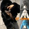 S-6XL Women's Winter Warm Long Sleeve Faux Fur Hooded Short Jacket