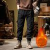 2024 New Winter Cargo Pants Men Multi-Pockets Drawstring Fleece Liner Thick Warm Overalls Joggers Casual Cotton Thermal Trousers