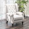 Wingback Accent Chair, Retro Upholstered Button Tufted Occasional Chair for Living Room and Bedroom, Cream White