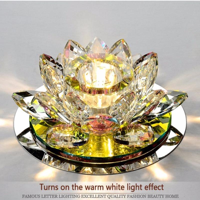 Хрустальный светодиодный потолочный светильник 3 Вт, современный светодиодный хрустальный светильник, кухонный светильник для прохода, люстры, лампы для зала, светильники в форме лотоса