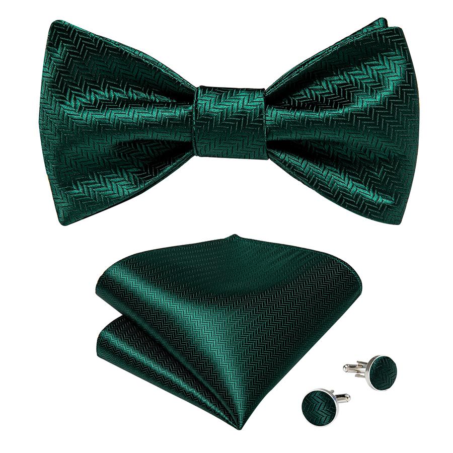 Мужской регулируемый галстук-бабочка с завязками, однотонный, бирюзово-зеленый, шелковый носовой платок, запонки для вечеринки, свадьбы
