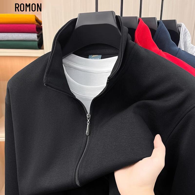 ROMON Men's Stand-Collar Zip-Up Casual Jacket