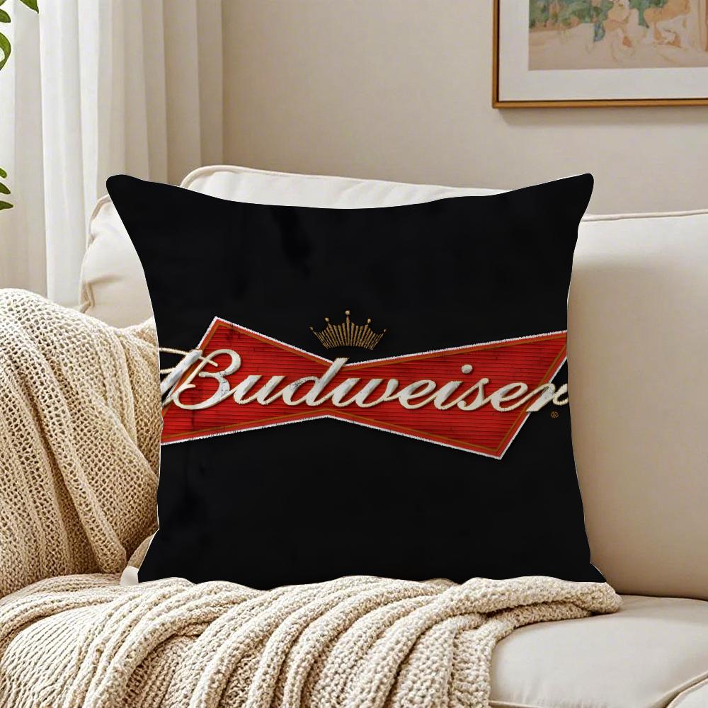 Beer Brand BBudweiser BBudvar Czech Cushion Cover Linen Pillowcase Soft for Sofa Bed Home Room Decor
