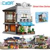 Каждый японский дом для сушиМагазин Bricks Светодиодный японский дом для паровых булочек Строительные блоки Летнее кафе Cada Игрушка Серия «Вид на улицу» Набор
