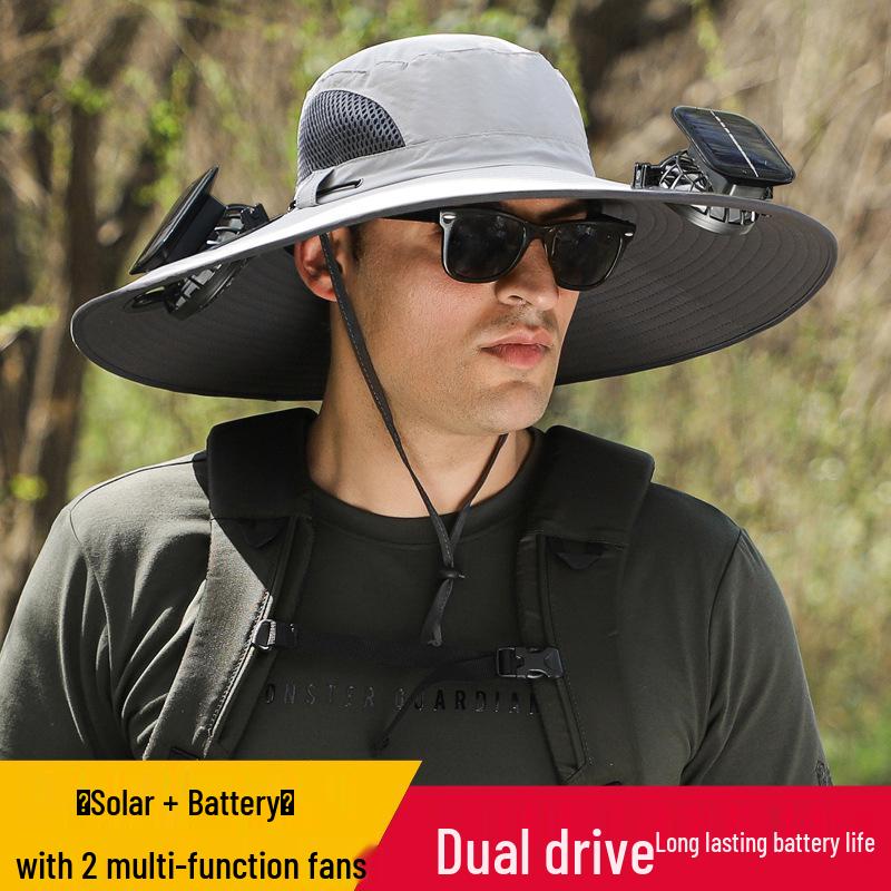 Men's Solar-Powered Cooling Hat with Fan for Outdoor Work