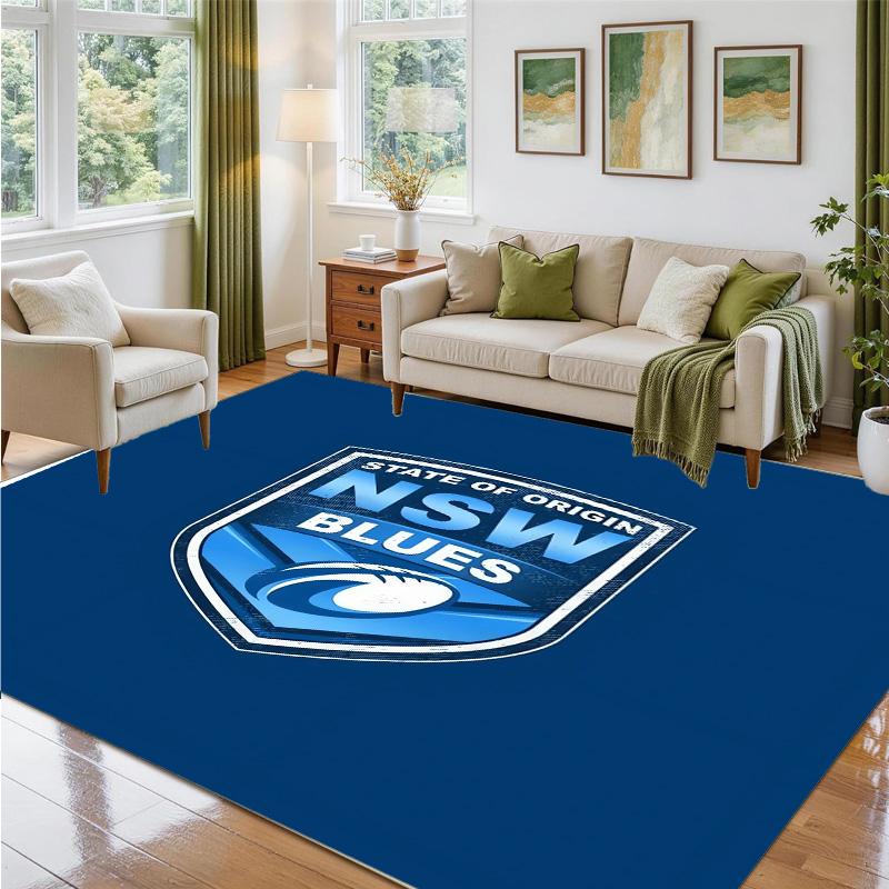 NSW Blues Design Crystal Velvet Rug Soft Decorative Mat for Bedroom Entrance