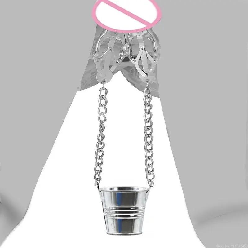 Ремни для разведения половых губ с зажимами-клипсами на клитор, раздвигающие киску, стимулятор вагины, бондаж, присоски для сосков, секс-игрушки, раб