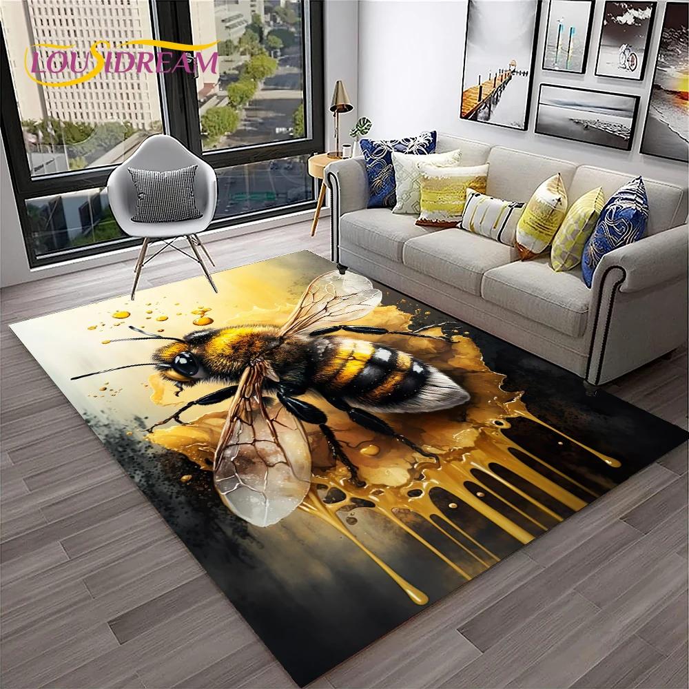 Insect Cartoon Bee Cute HoneyBee Carpet Rug for Home Living Room Bedroom Sofa Doormat Decor,kids Area Rug Non-slip Floor Mat