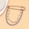 Fashion Pendant Rhinestone Claw Chain Cardigan Clip Pearl Double Brooch  Brooch Accessories