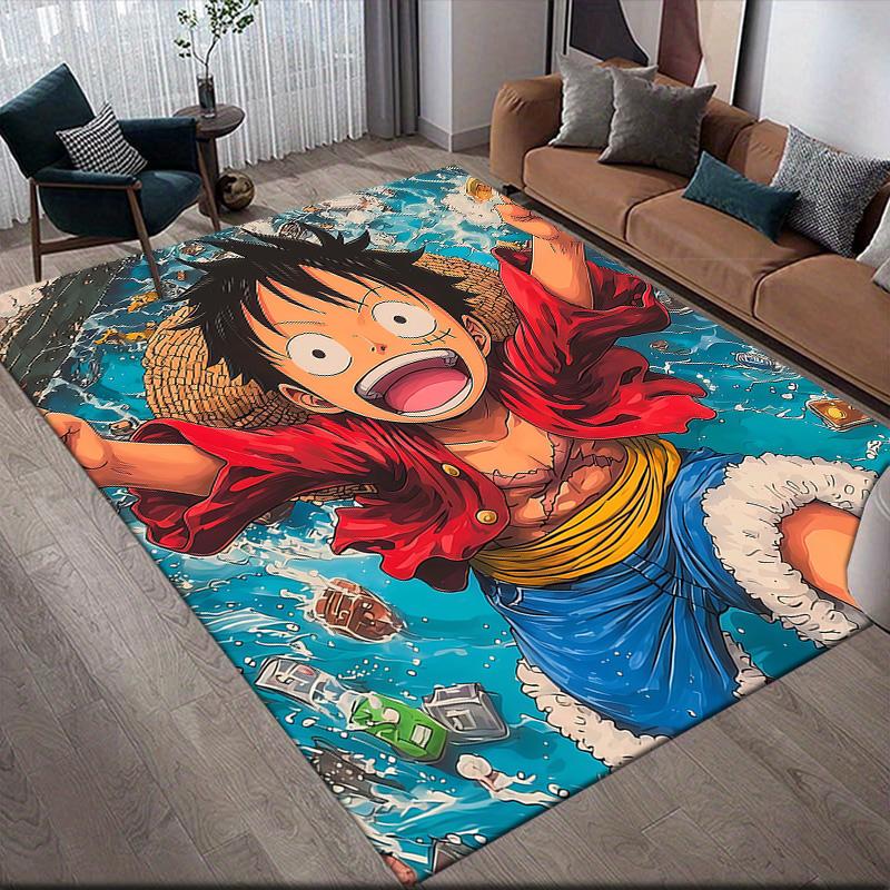 One Piece Luffy Battle Theme Anti-Slip Floor Mat, Rectangular Carpet for Living Room, Sofa & Game Zone