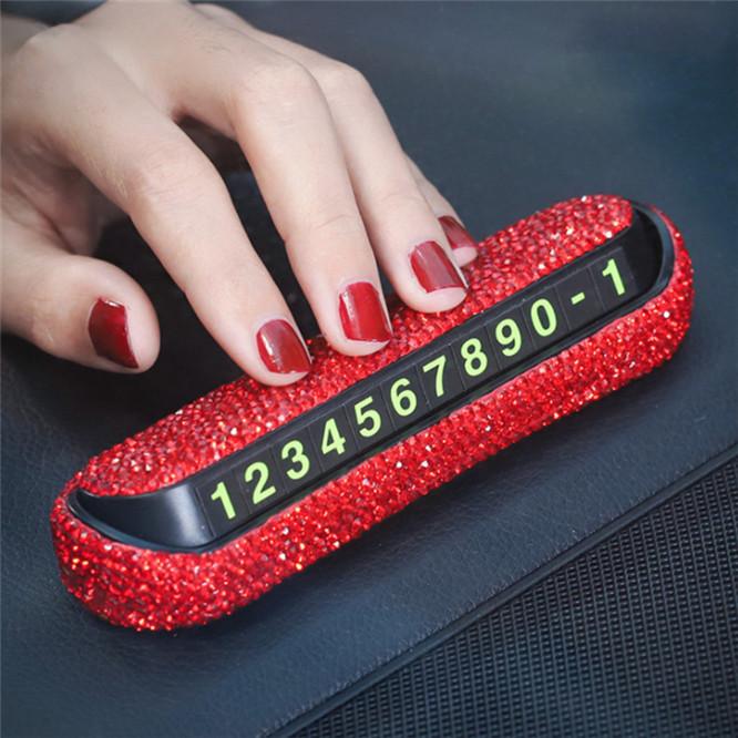 Номер телефона автомобиля Парковка Украшение приборной панели автомобиля с кристаллами и бриллиантами DIY Аксессуары