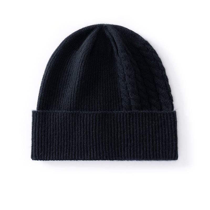 % Pure cashmere fashion men's and women's hats new hats knitted autumn and winter outdoor waxy soft casual ear hats