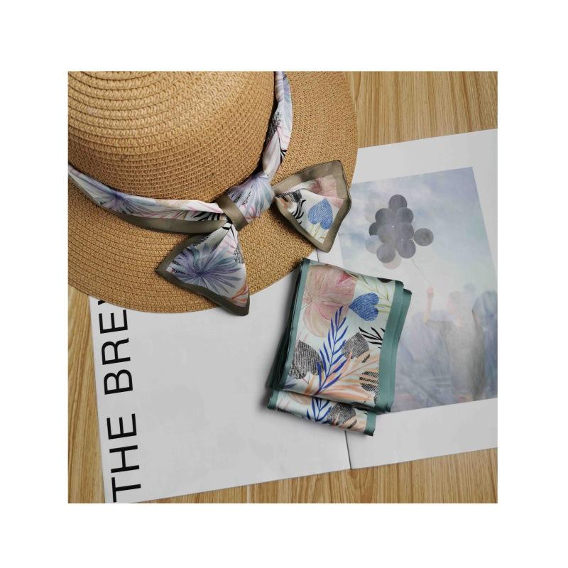 Korean version of the new tied bag thin and narrow strip small silk scarf women's printing creative small scarf women's four-season streamer wholesale