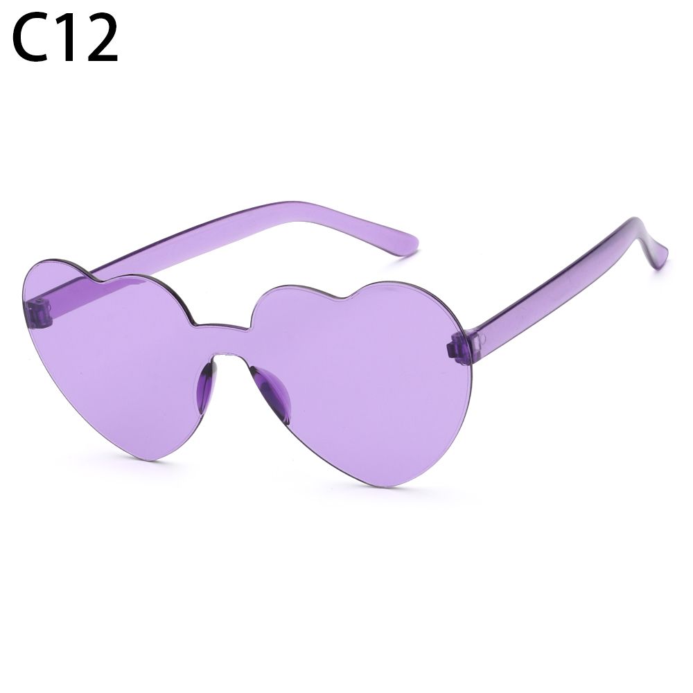Accessories Trendy Candy Color Eyewear Heart Sunglasses Rimless Sunglasses for Women Heart Glasses
