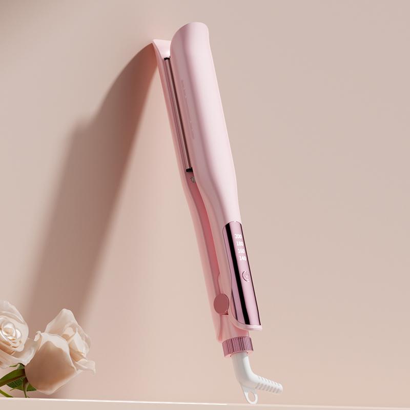2-in-1 Hair Straightener Curling Iron Ceramic Plate Negative Ion Wide Plate Temperature Adjustable Hair Straightener