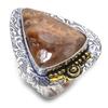 Fossil Coral Handmade 925 Sterling Silver Two Tone Ring Size 8 H3Z92
