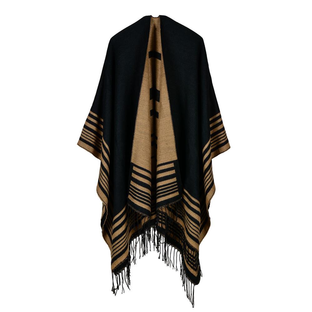 Осенне-зимний женский шарф и шаль из искусственного кашемира с разрезом, утолщенная и удлиненная теплая накидка