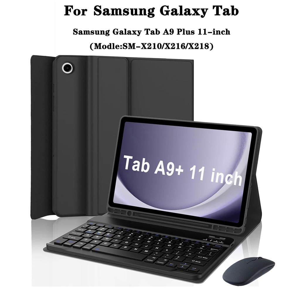 Чехол-клавиатура для Samsung Galaxy Tab A9 Plus 11 дюймов, для планшета Samsung Tab A9+ 11 дюймов, чехол с отсеком для стилуса, Bluetooth-клавиатура